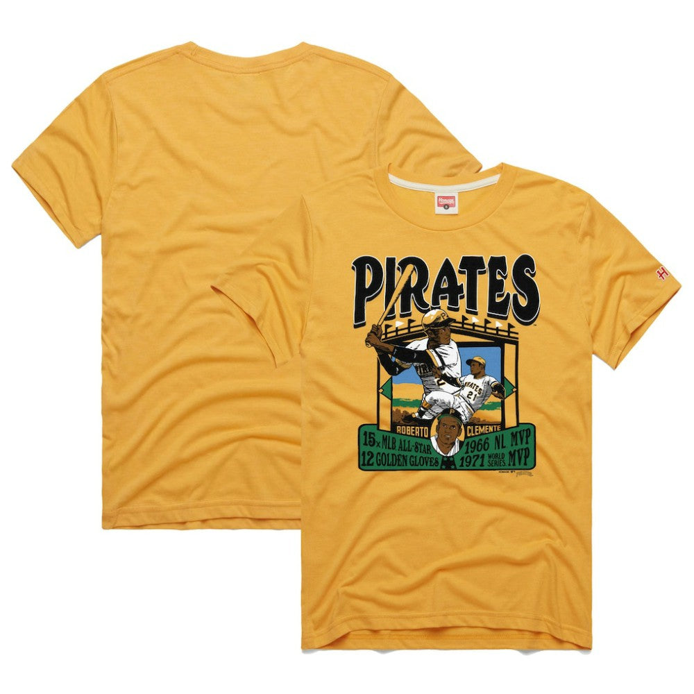 Roberto Clemente Pittsburgh Pirates Homage Graphic Player Tri-Blend T-Shirt - Gold T-shirts