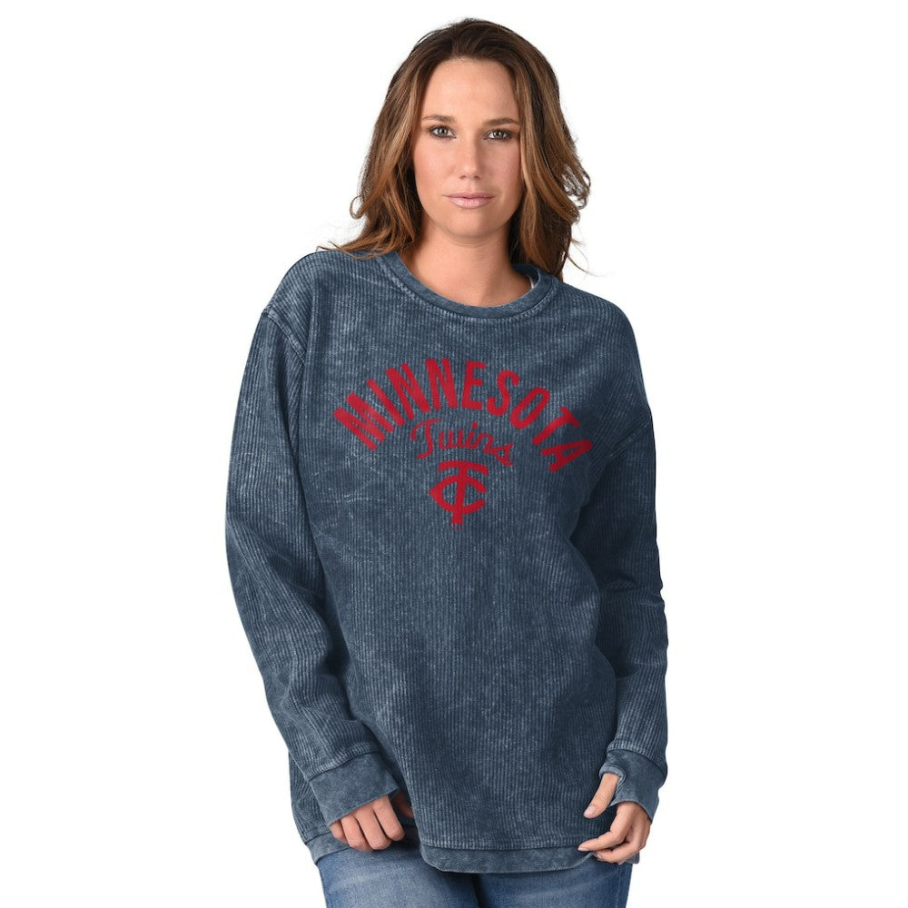 Minnesota Twins G-III 4Her by Carl Banks Women's Comfy Cord Pullover Sweatshirt - Navy Pullover