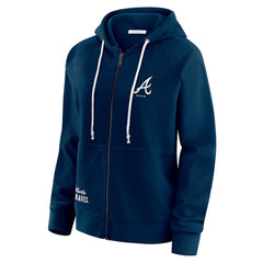 Atlanta Braves WEAR by Erin Andrews Women's Vintage Full-Zip Raglan Hoodie - Navy Hoodies