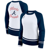 Atlanta Braves WEAR by Erin Andrews Women's Colorblock Raglan Sweater - White