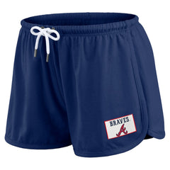Atlanta Braves WEAR by Erin Andrews Women's Heavy Rugby Jersey Cropped Long Sleeve T-Shirt & Shorts Lounge Set - Navy Jerseys