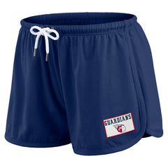 Cleveland Guardians WEAR by Erin Andrews Women's Heavy Rugby Jersey Cropped Long Sleeve T-Shirt & Shorts Lounge Set - Navy Jerseys