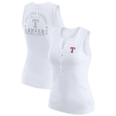 Texas Rangers WEAR by Erin Andrews Women's Rib-Knit Henley Tank Top - White Tanks