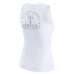 Texas Rangers WEAR by Erin Andrews Women's Rib-Knit Henley Tank Top - White Tanks