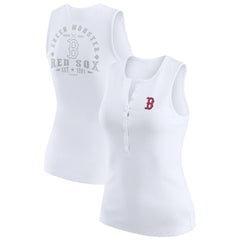 Boston Red Sox WEAR by Erin Andrews Women's Rib-Knit Henley Tank Top - White Tanks