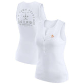 Houston Astros WEAR by Erin Andrews Women's Rib-Knit Henley Tank Top - White Tanks