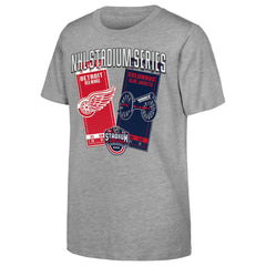 Youth 2025 NHL Stadium Series Columbus Blue Jackets vs. Detroit Red Wings Matchup T-Shirt - Heather Gray | US 202765272