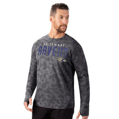 Baltimore Ravens MSX by Michael Strahan Performance Camo Long Sleeve T-Shirt - Black T-shirts