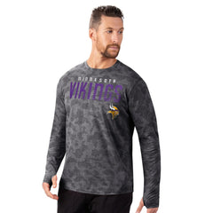Minnesota Vikings MSX by Michael Strahan Performance Camo Long Sleeve T-Shirt - Black T-shirts