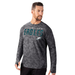 Philadelphia Eagles MSX by Michael Strahan Performance Camo Long Sleeve T-Shirt - Black T-shirts