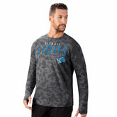 Detroit Lions MSX by Michael Strahan Performance Camo Long Sleeve T-Shirt - Black T-shirts