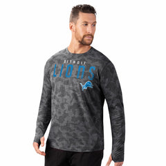Detroit Lions MSX by Michael Strahan Performance Camo Long Sleeve T-Shirt - Black T-shirts