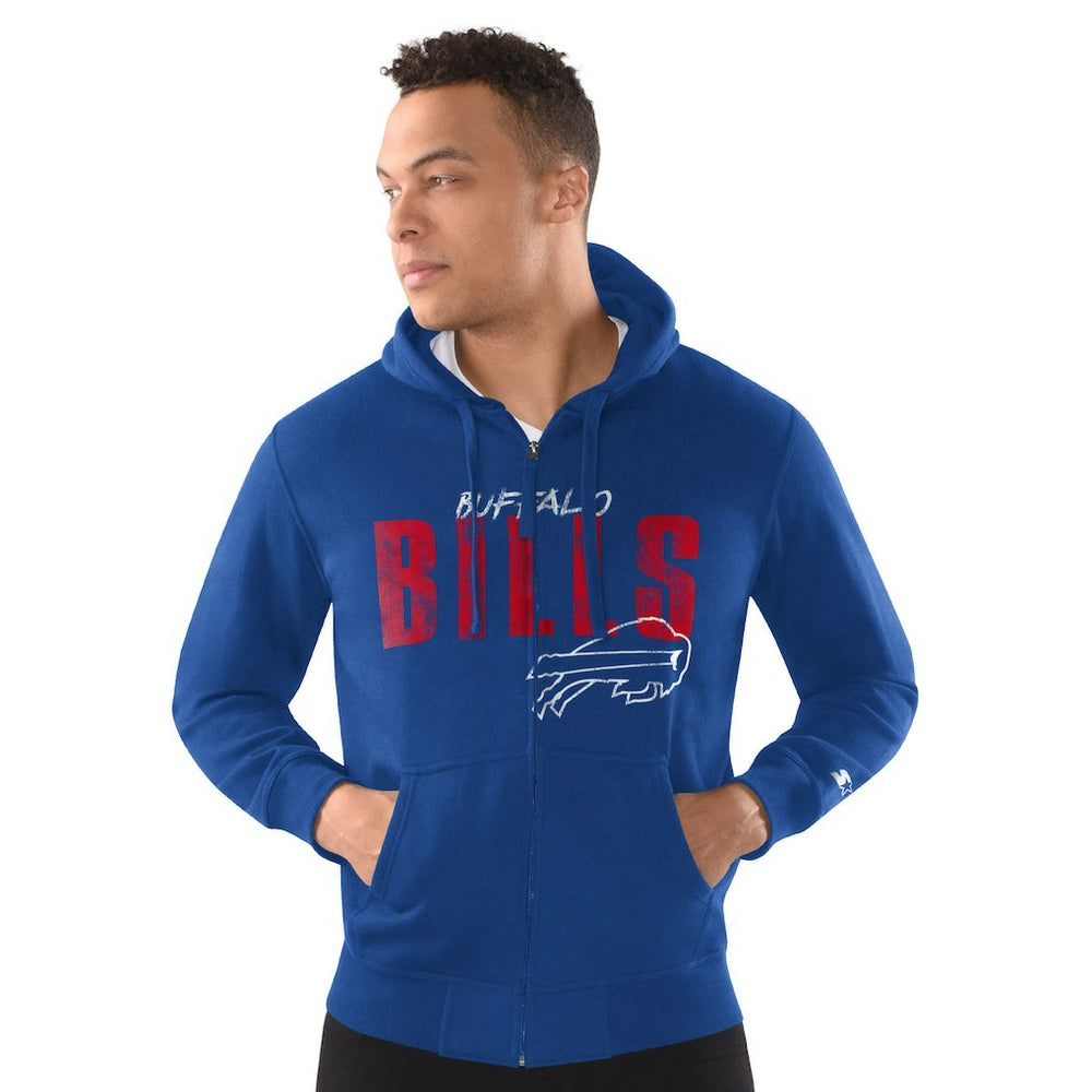 Buffalo Bills Starter Distressed Classic Full-Zip Hoodie - Royal Hoodies
