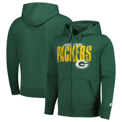 Green Bay Packers Starter Distressed Classic Full-Zip Hoodie - Green Hoodies