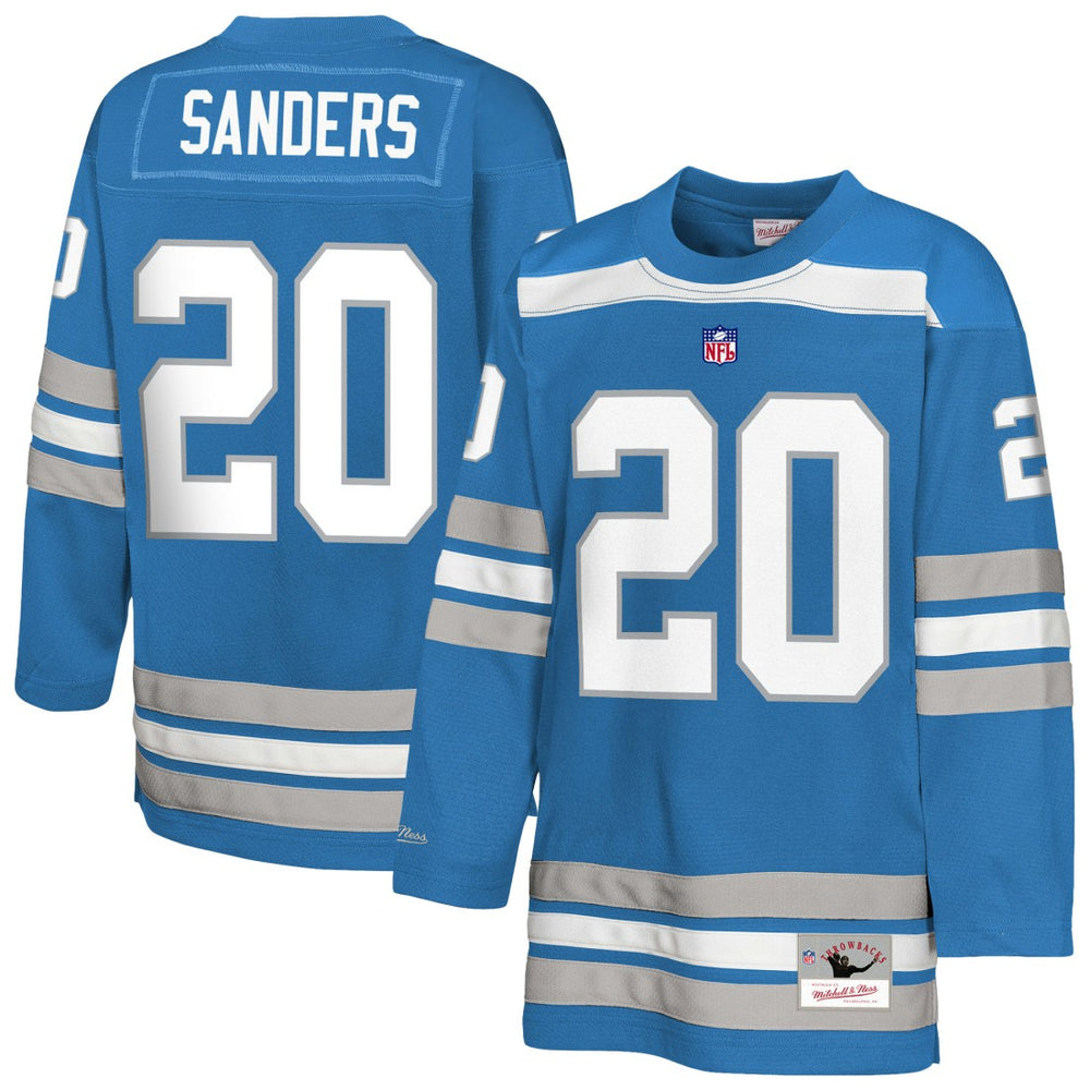 Barry Sanders Detroit Lions Youth Hockey Fashion Jersey - Blue Jerseys