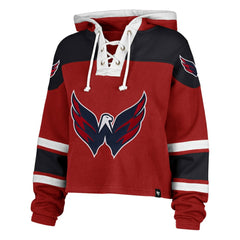 Washington Capitals '47 Women's Cropped Lacer Hoodie - Red | US 202773287