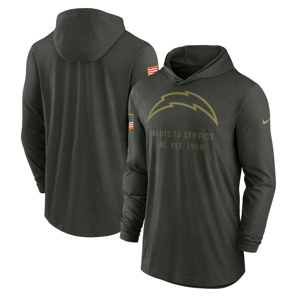 Los Angeles Chargers 2025 Salute to Service Sideline Dri-FIT Lightweight Hooded Pullover - Forest Green Pullover