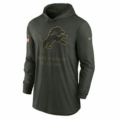 Detroit Lions 2025 Salute to Service Sideline Dri-FIT Lightweight Hooded Pullover - Forest Green Pullover