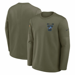 Detroit Lions 2025 Salute to Service Sideline Coaches Therma-FIT Long Sleeve Shirt - Olive