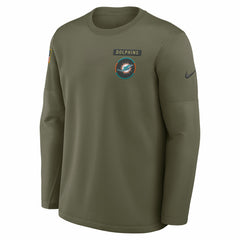 Miami Dolphins 2025 Salute to Service Sideline Coaches Therma-FIT Long Sleeve Shirt - Olive