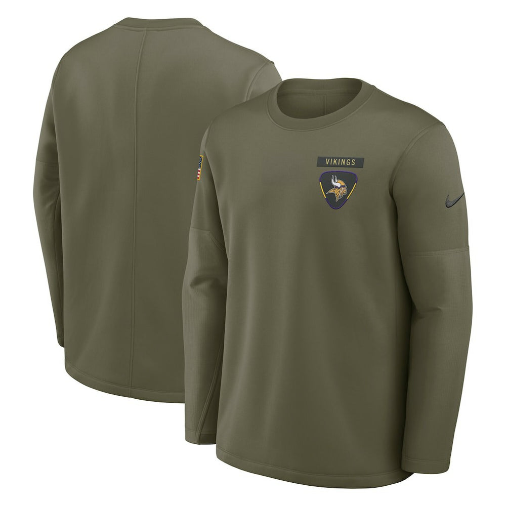 Minnesota Vikings 2025 Salute to Service Sideline Coaches Therma-FIT Long Sleeve Shirt - Olive
