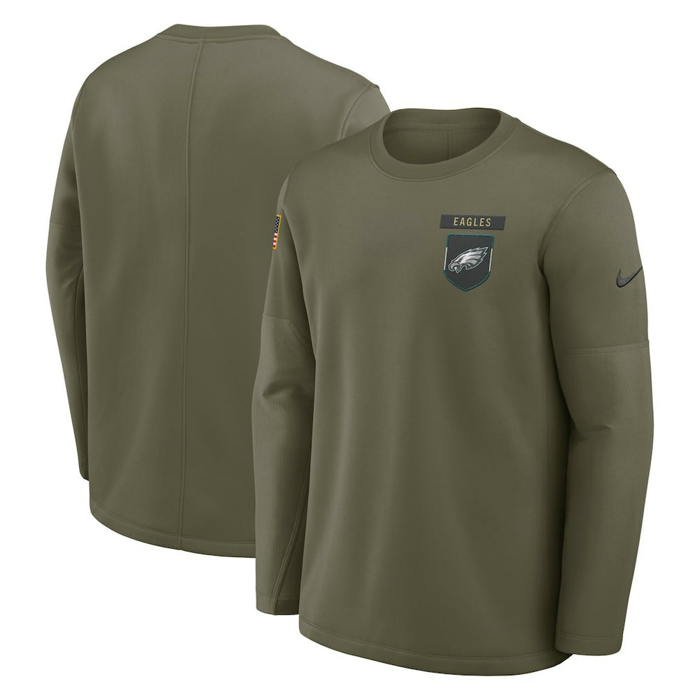Philadelphia Eagles 2025 Salute to Service Sideline Coaches Therma-FIT Long Sleeve Shirt - Olive