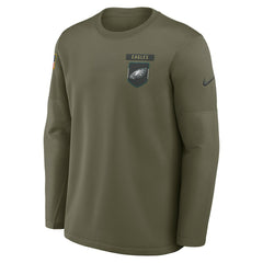 Philadelphia Eagles 2025 Salute to Service Sideline Coaches Therma-FIT Long Sleeve Shirt - Olive