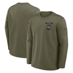 Baltimore Ravens 2025 Salute to Service Sideline Coaches Therma-FIT Long Sleeve Shirt - Olive