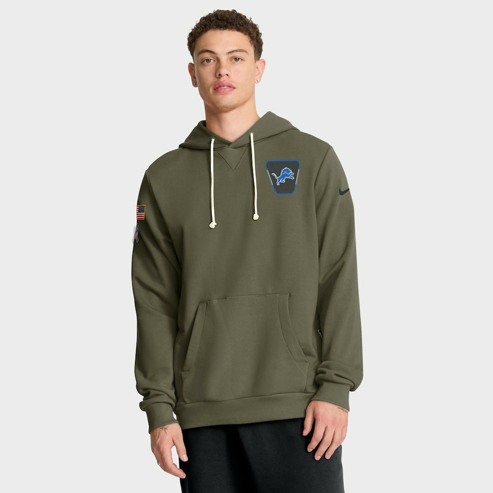 Detroit Lions Big & Tall 2025 Salute to Service Sideline Dominant Force Dri-FIT Hoodie - Olive Hoodies
