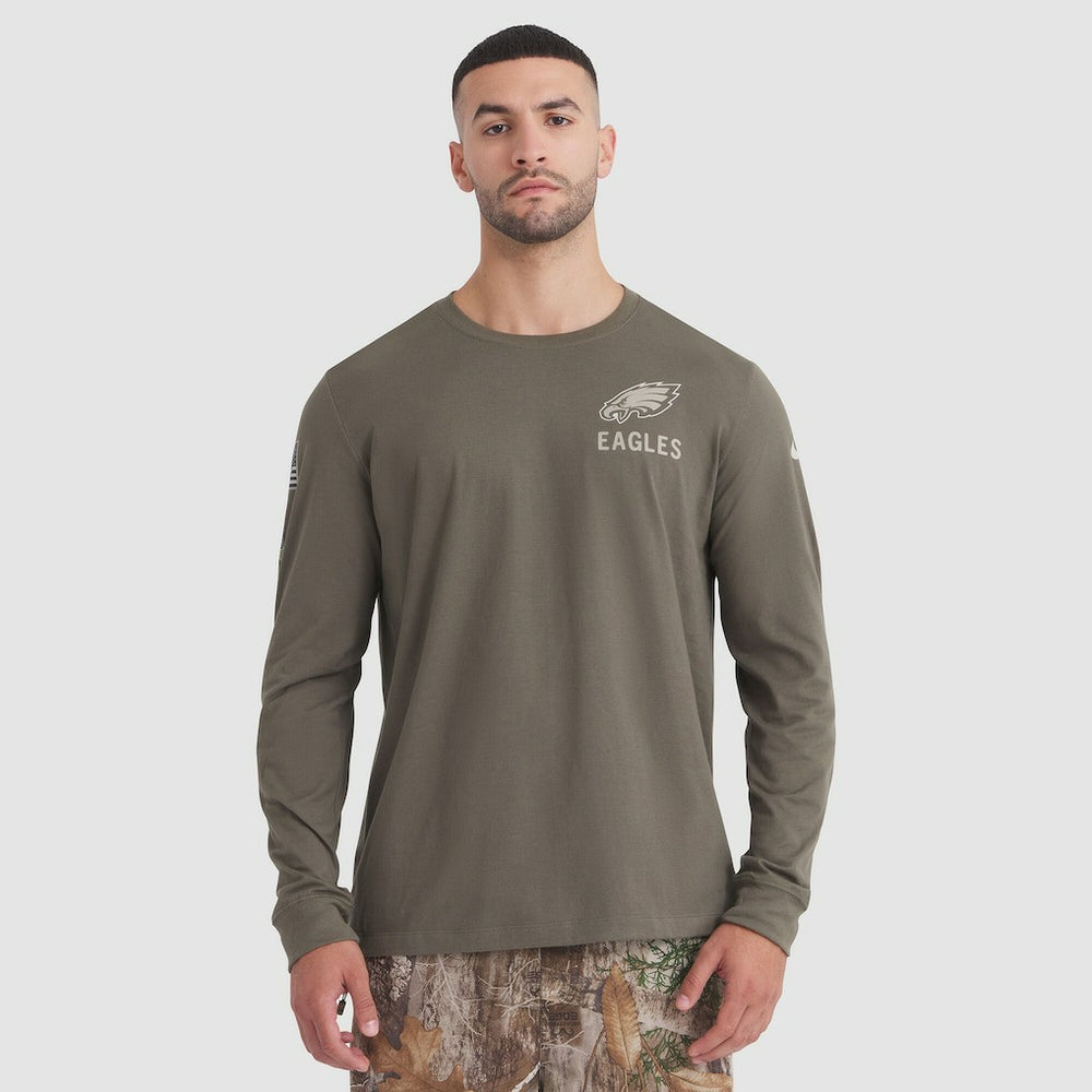 Philadelphia Eagles 2025 Salute to Service Sideline Long Sleeve T-Shirt - Olive T-shirts