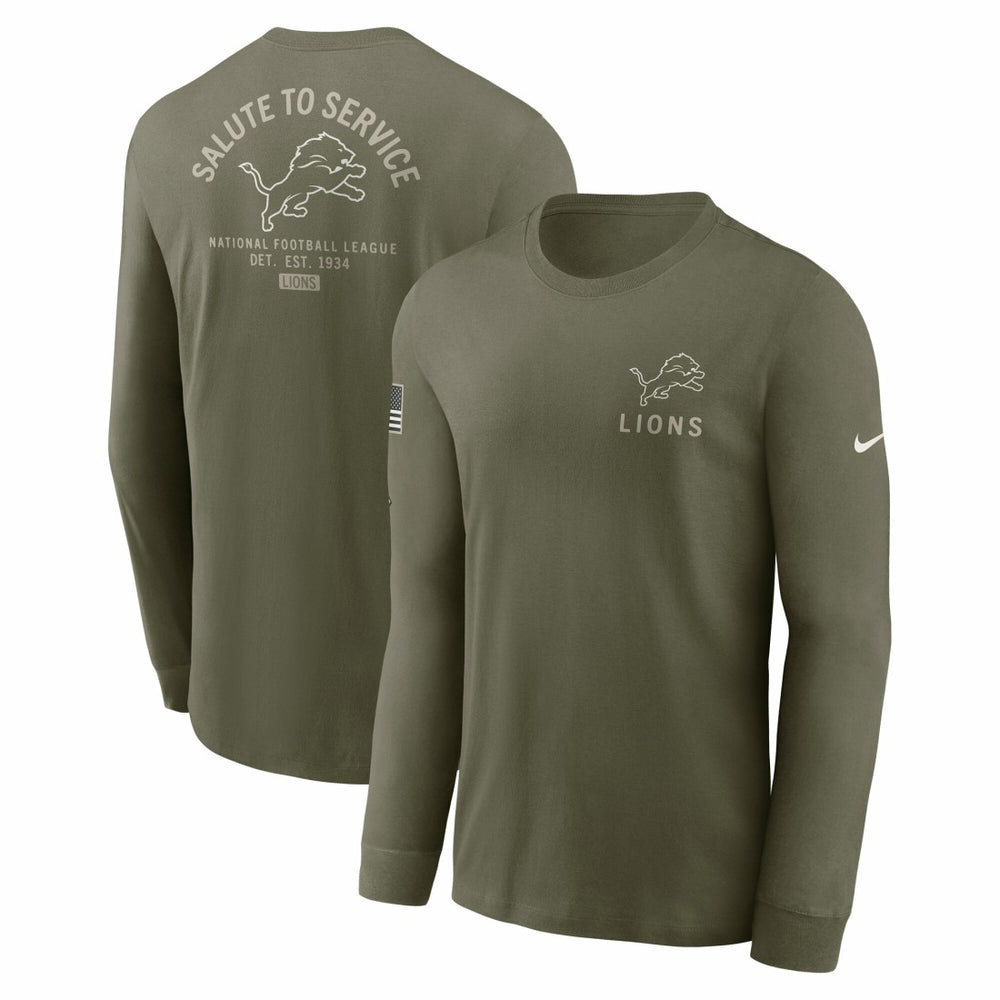Detroit Lions 2025 Salute to Service Sideline Long Sleeve T-Shirt - Olive T-shirts