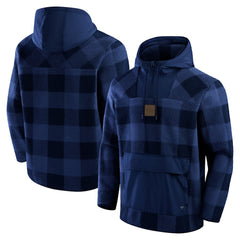 Denver Broncos Elements Plaid Polar Fleece Quarter-Zip Hoodie - Navy Hoodies