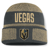 Vegas Golden Knights Fanatics Fundamentals Shelter Cuffed Knit Hat - Charcoal/Gold | US 202777536