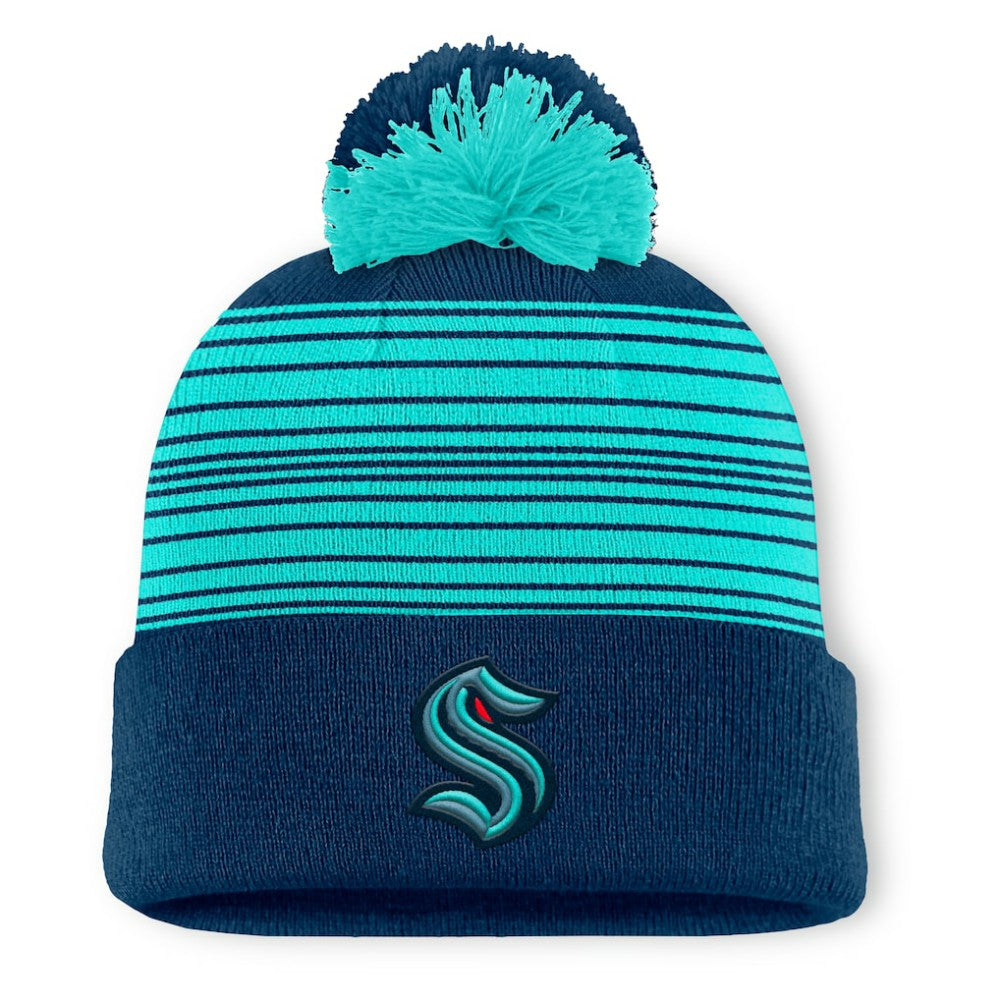 Seattle Kraken Fanatics Fundamental Spirit Cuffed Pom Knit Hat - Deep Sea Blue | US 202777570