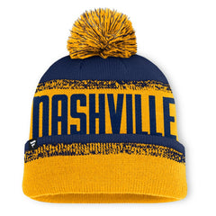 Nashville Predators Fanatics Fundamentals Thrive Cuffed Knit Hat with Pom - Gold/Navy | US 202777575