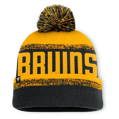 Boston Bruins Fanatics Fundamentals Thrive Cuffed Knit Hat with Pom - Black/Gold | US 202777598