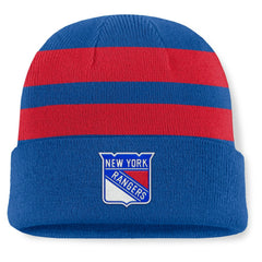 New York Rangers Fanatics Fundamental Swipe Stripe Cuffed Knit Hat - Blue/Red | US 202777610
