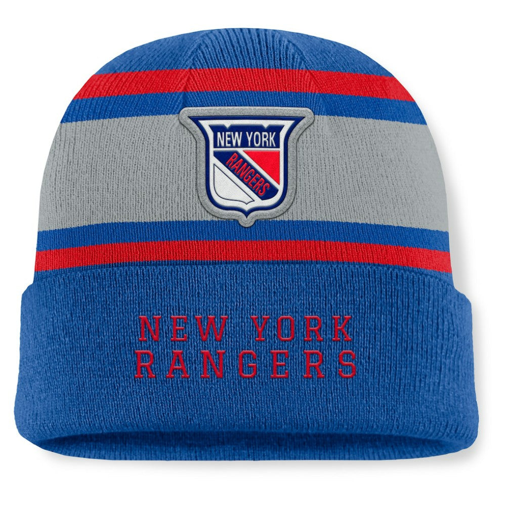New York Rangers Fanatics Heritage Varsity Cuffed Knit Hat - Blue | US 202777758