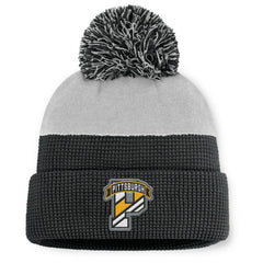 Pittsburgh Penguins Fanatics Authentic Pro Home Ice Cuffed Knit Hat with Pom - Black/Gray | US 202777822