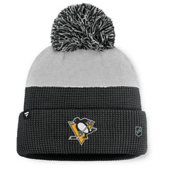 Pittsburgh Penguins Fanatics Authentic Pro Home Ice Cuffed Knit Hat with Pom - Black/Gray | US 202777822