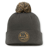 New York Islanders Fanatics Authentic Pro Military Appreciation Cuffed Knit Hat with Pom - Charcoal | US 202777898