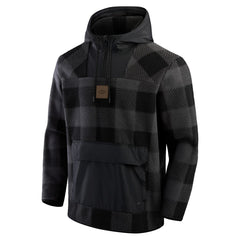 New York Jets Elements Plaid Polar Fleece Quarter-Zip Hoodie - Black Hoodies