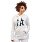 New York Yankees G-III 4Her by Carl Banks Women's Pregame Pullover Hoodie - Oatmeal Hoodies