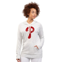Philadelphia Phillies G-III 4Her by Carl Banks Women's Pregame Pullover Hoodie - Oatmeal Hoodies