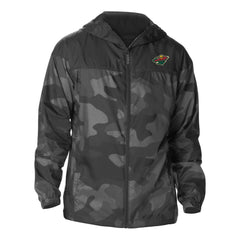 Minnesota Wild Columbia Camo Flash Challenger Omni-Shade Full-Zip Hoodie Windbreaker - Black | US 202780782