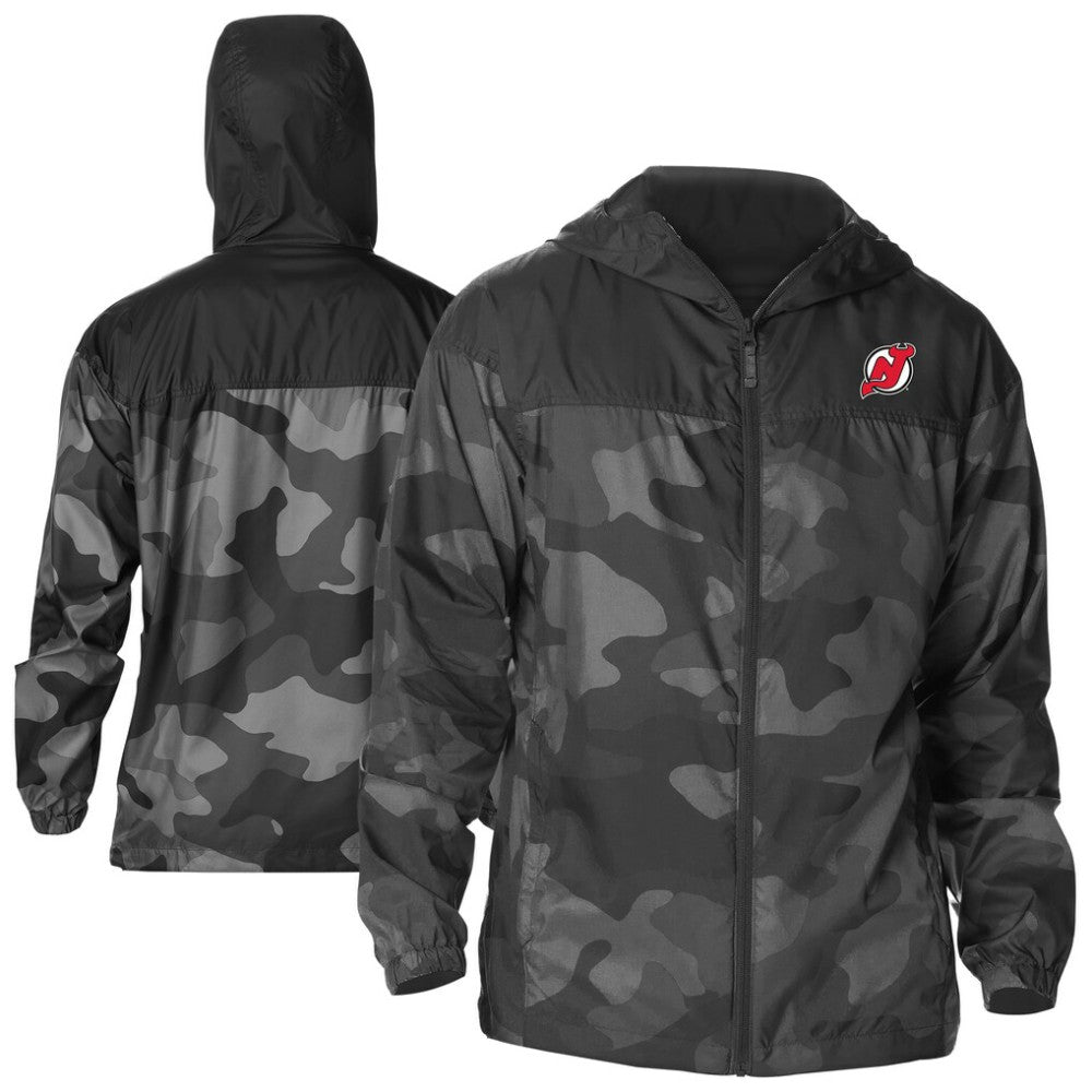 New Jersey Devils Columbia Camo Flash Challenger Omni-Shade Full-Zip Hoodie Windbreaker - Black | US 202780788