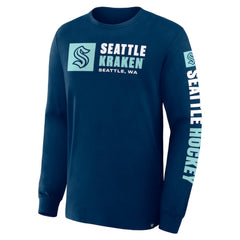 Seattle Kraken Fanatics Goal Crease Legacy Long Sleeve T-Shirt - Navy | US 202782950
