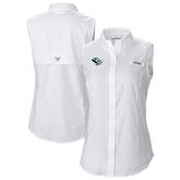 Utah Mammoth Columbia Women's Tamiami Omni-Shade Sleeveless Button-Up Shirt - White | US 202783902