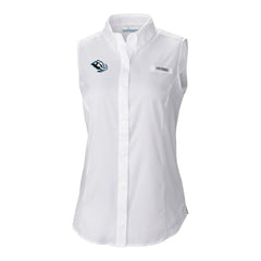 Utah Mammoth Columbia Women's Tamiami Omni-Shade Sleeveless Button-Up Shirt - White | US 202783902