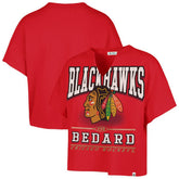 Connor Bedard Chicago Blackhawks '47 Women's Elation Name & Number Oversized Notch Neck T-Shirt - Red | US 202784299